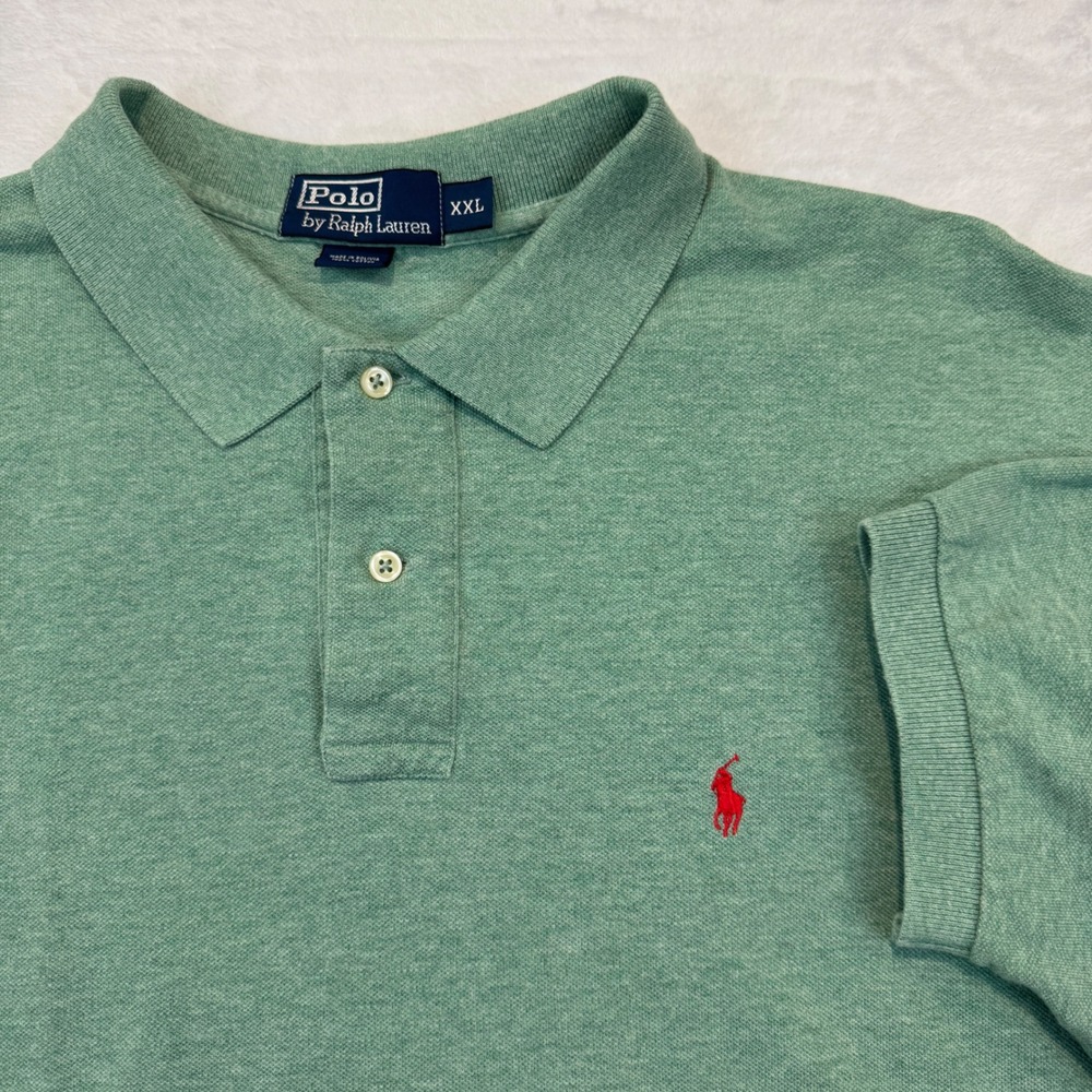 Polo Ralph Lauren‎ Mens XXL Green Pique Short Sleeve Pony Logo Polo Shirt